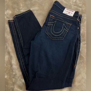 True Religion Jennie Dark Wash Curvy Mid Rise Super Skinny Jeans Size 32